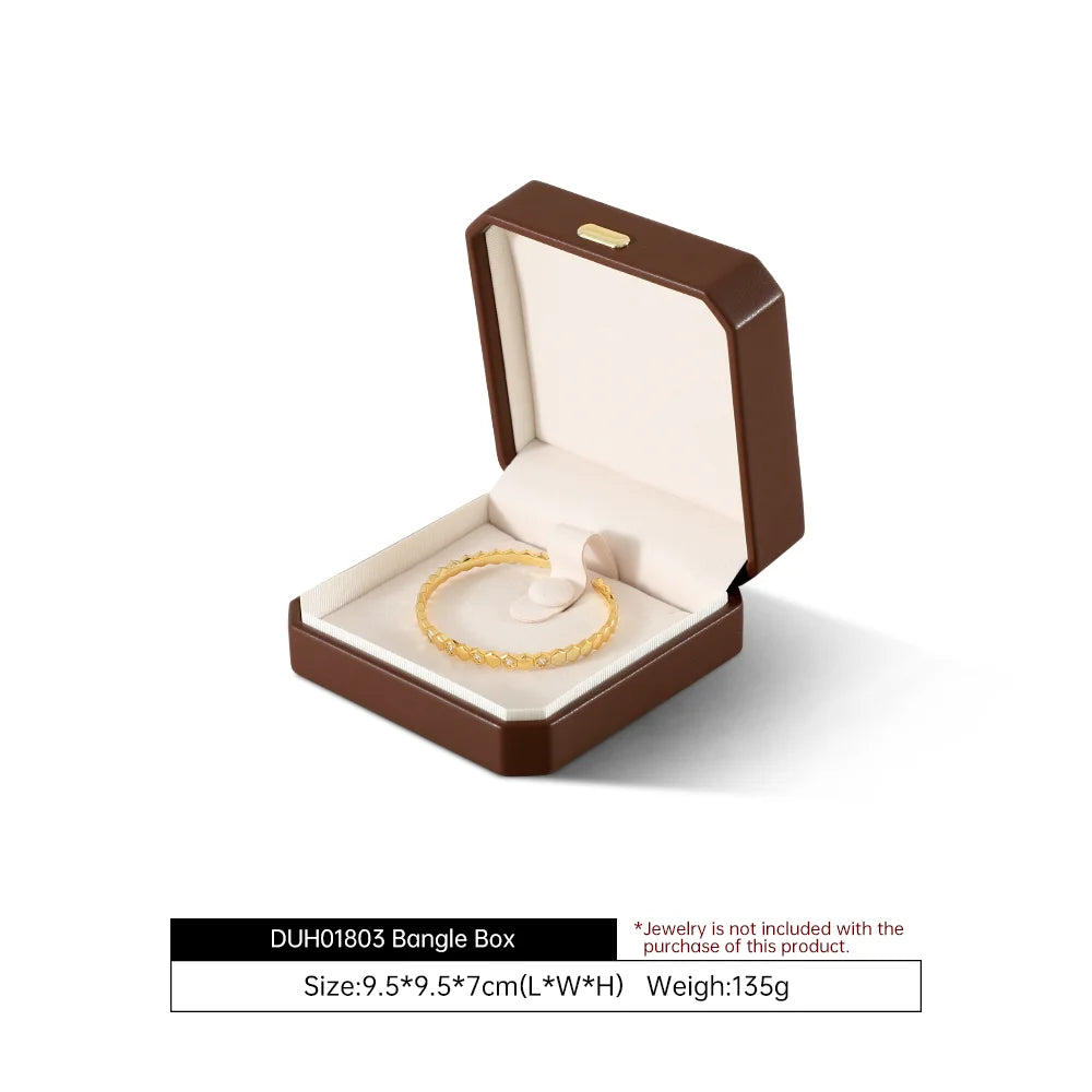 Boîte Cuir Bijoux Bague Boucle Oreille Coffret Cadeau