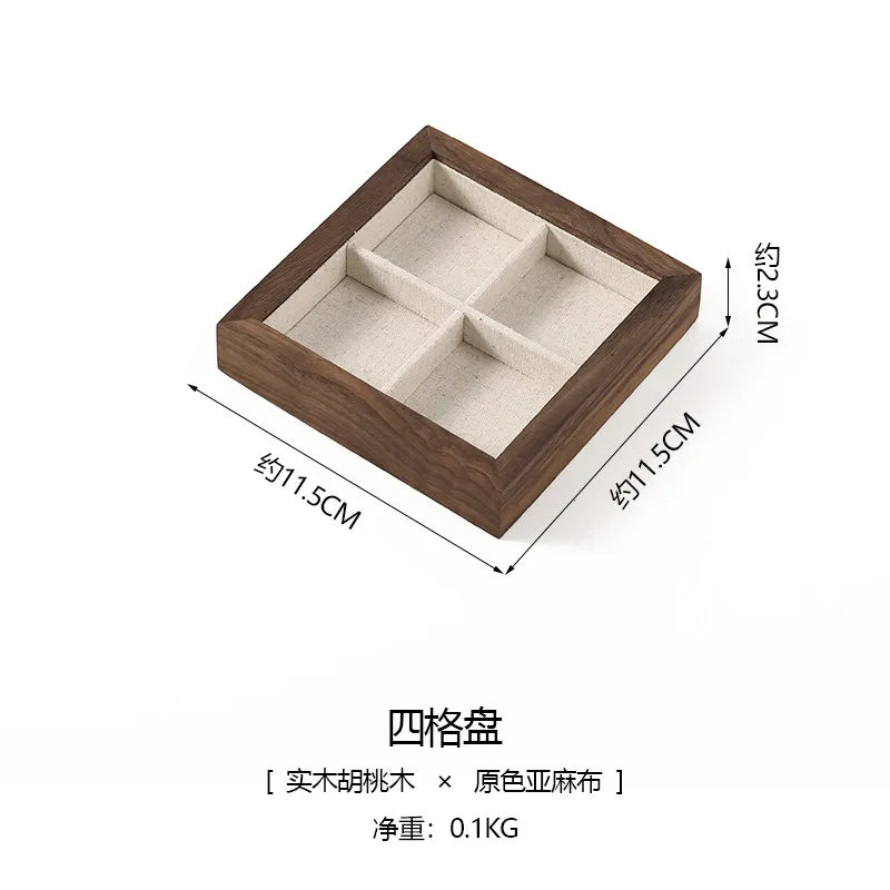 Boîte Bijoux Bois Noyer Lin Premium