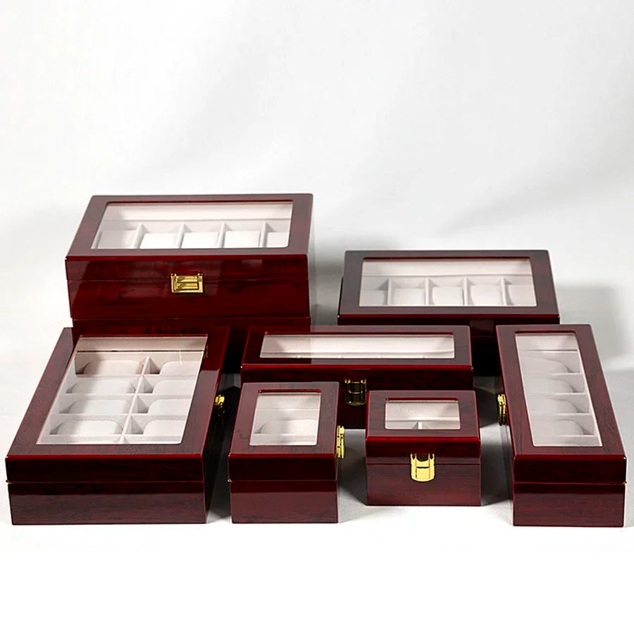 Coffret Bois Rouge 12 Montres Écologique Vitrine