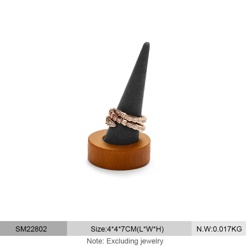 Porte Bague Bois Cône Jade Anneaux