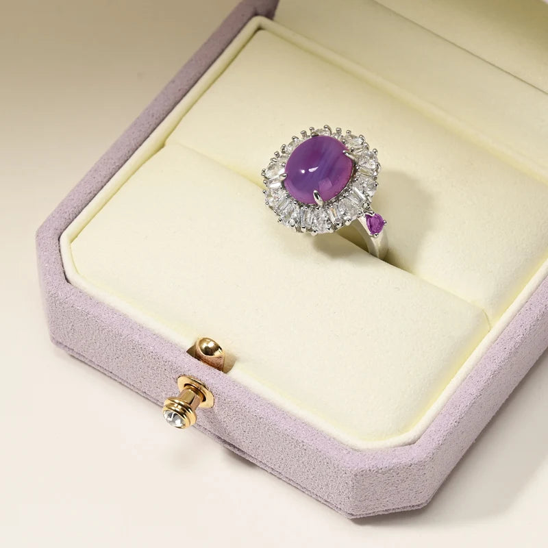 Boîte Bague Velours Violet Mariage Cadeau
