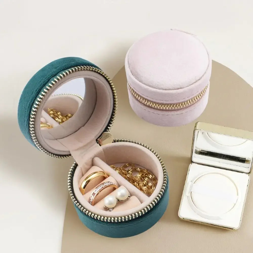 Boite Bijoux Velours Ronde Pochette