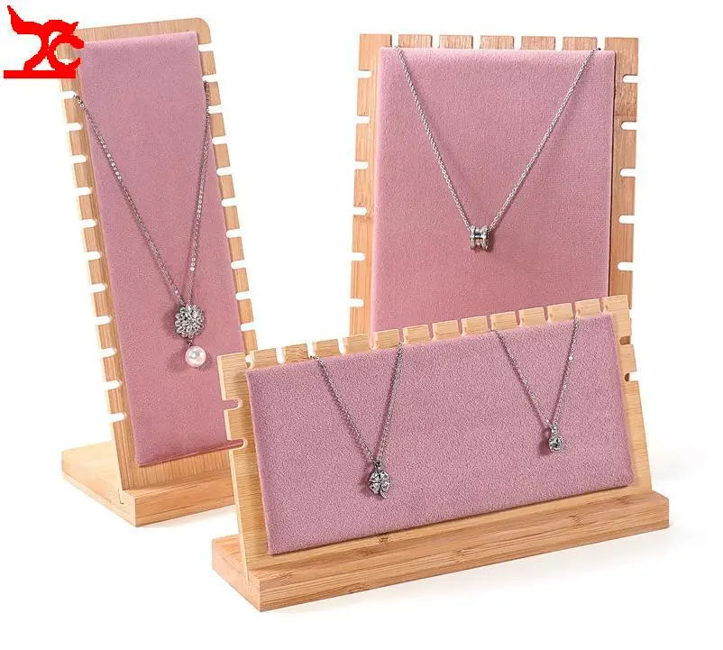 Présentoir Collier Plat Bois Velours