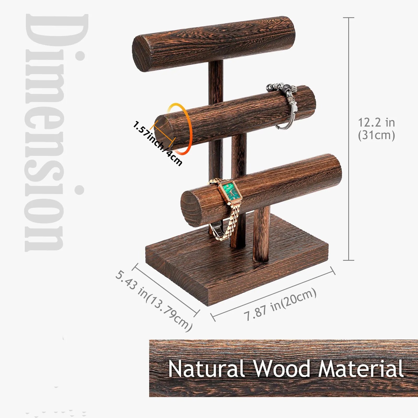 Présentoir bracelet bois 3 niveaux