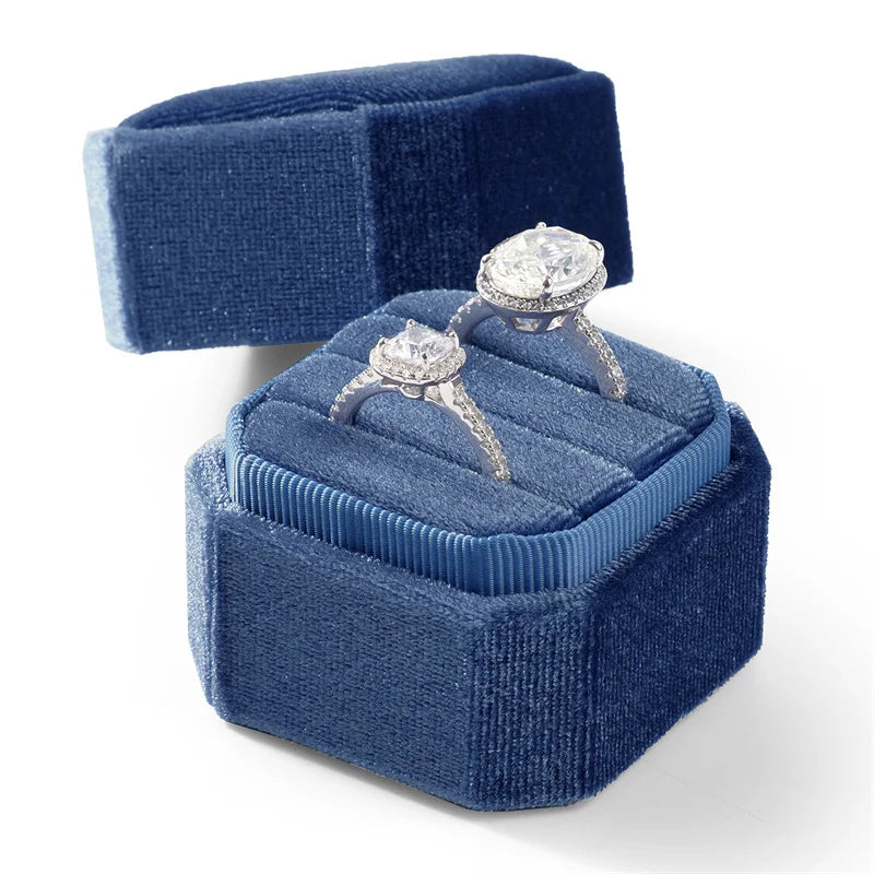 Boite Bagues Velours Mariage 3 Compartiments