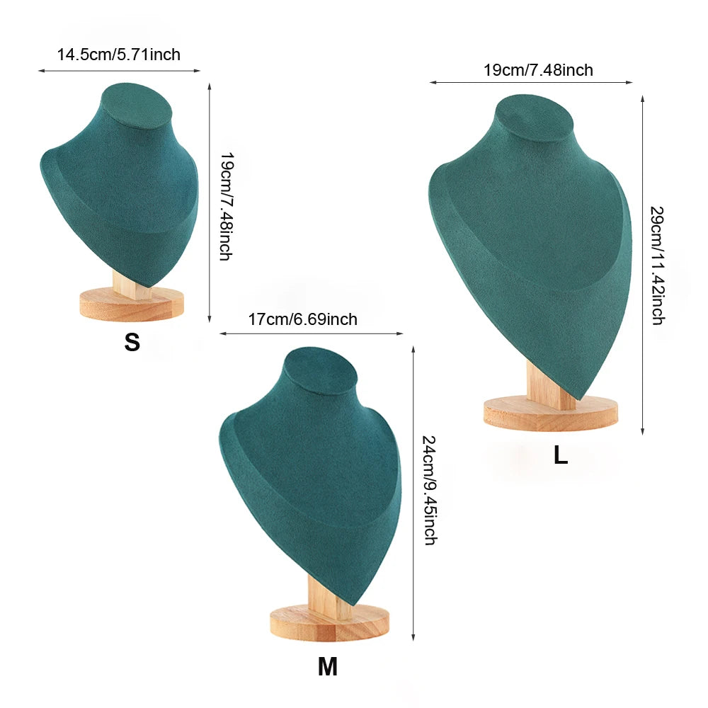 Buste Bijoux Velours Base Bois Mannequin