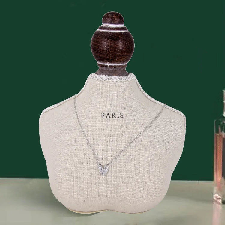 Présentoir Collier Buste Bois Bambou Élégant
