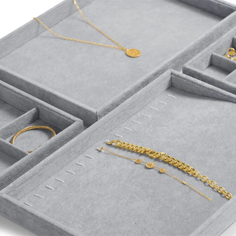 Plateau Bijoux Velours Glacé 24 Grilles Empilable