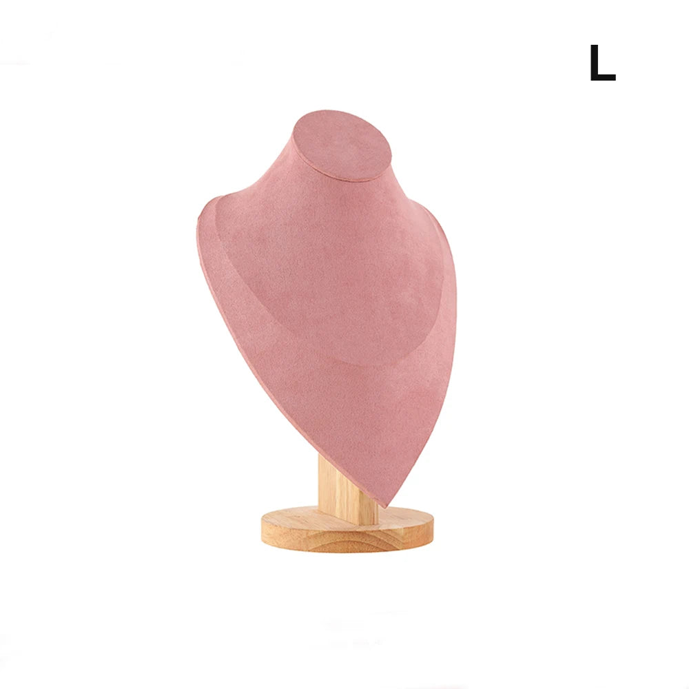 Buste Bijoux Velours Base Bois Mannequin