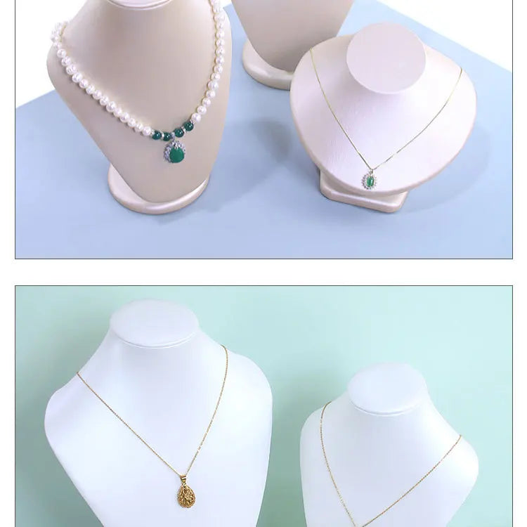 Présentoir Collier Buste Simili Cuir Brillant