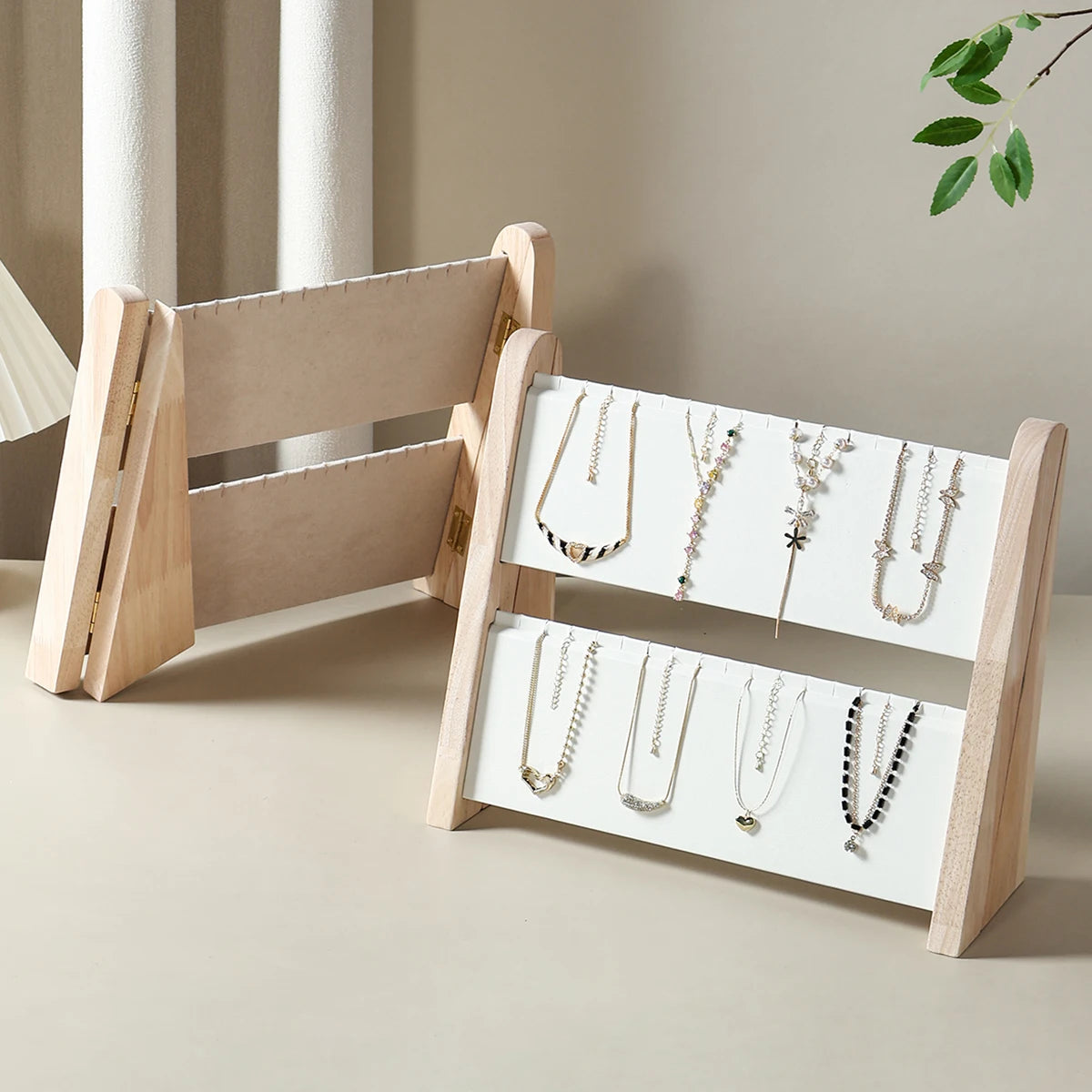Presentoir Bois Incline 2 Etages Pliable Collier