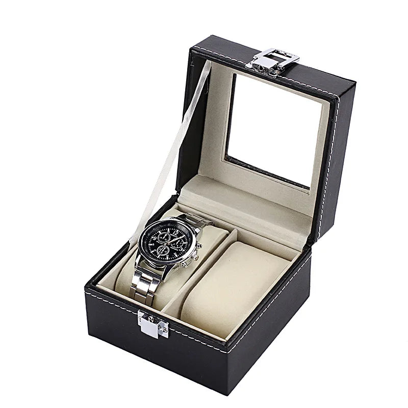 Boite Montre Cuir Verre Multi Emplacements