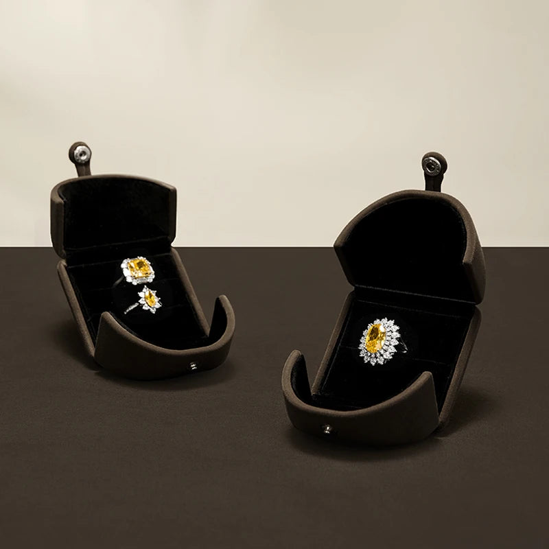 Boîte Bijoux Velours Café Cadeau