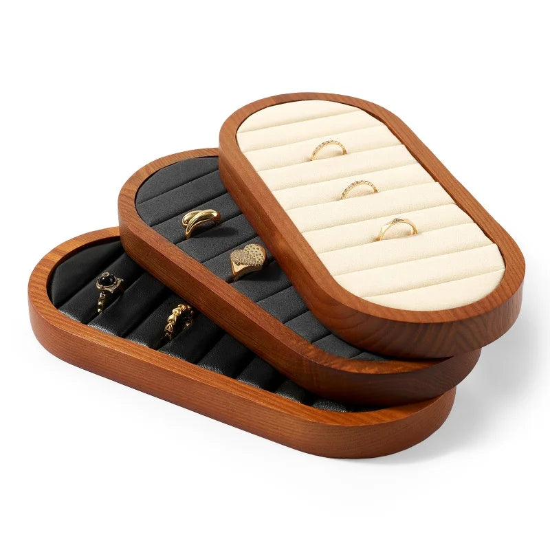 Présentoir Bague Bois Microfibre Boutique