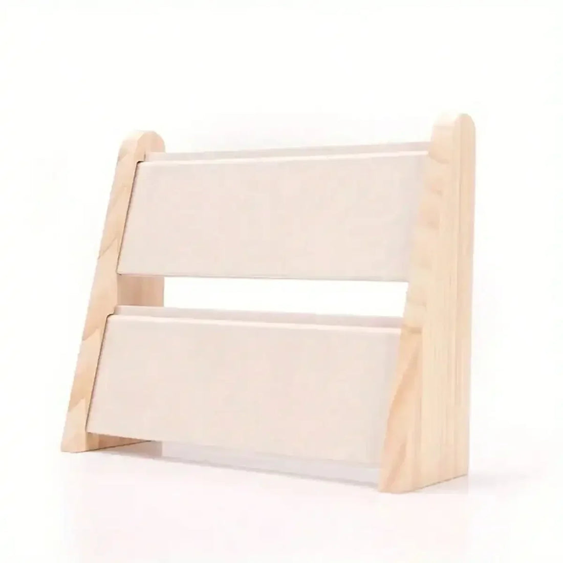 Présentoir collier bois 2 étages – présentoir collier 2 étages vu de trois quarts, fond blanc