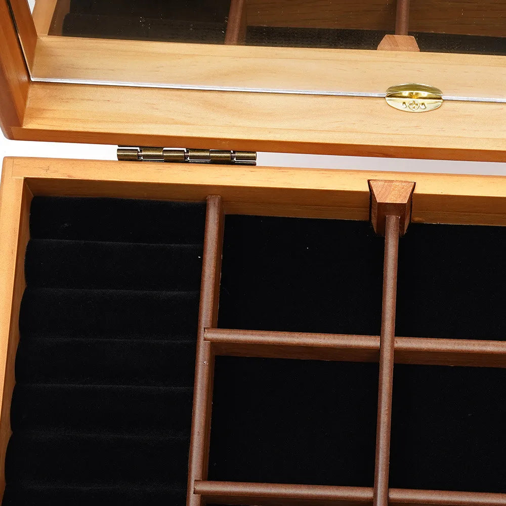 Boîte Bijoux Bois Massif Velours Rangement Sécurisé
