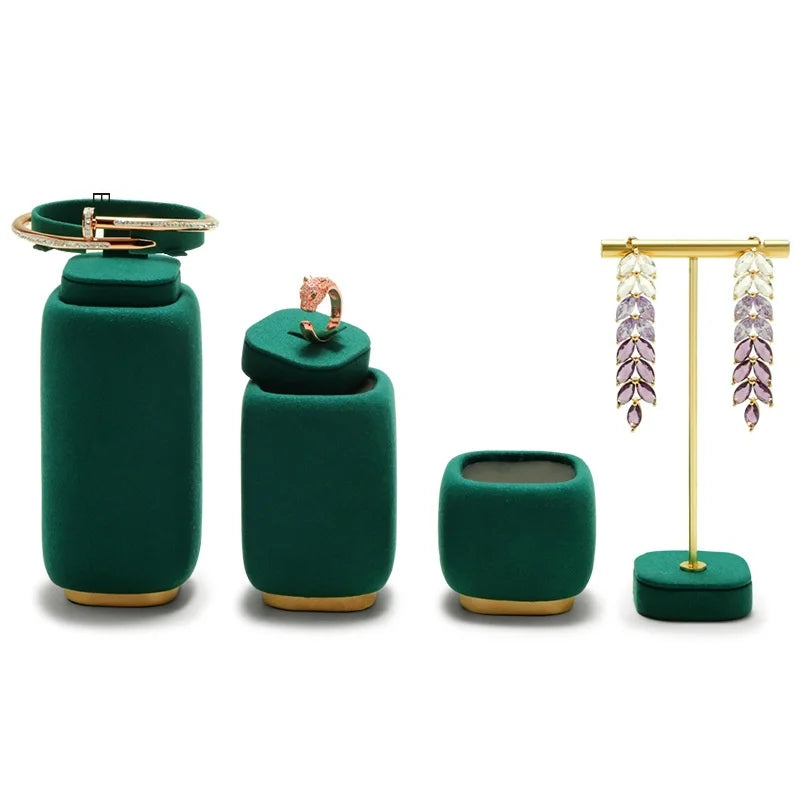 Présentoir Bijoux Velours Vert Premium Vitrine