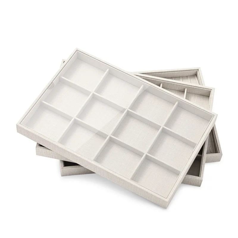 Plateau Bijoux Cuir Multi-fonction Beige
