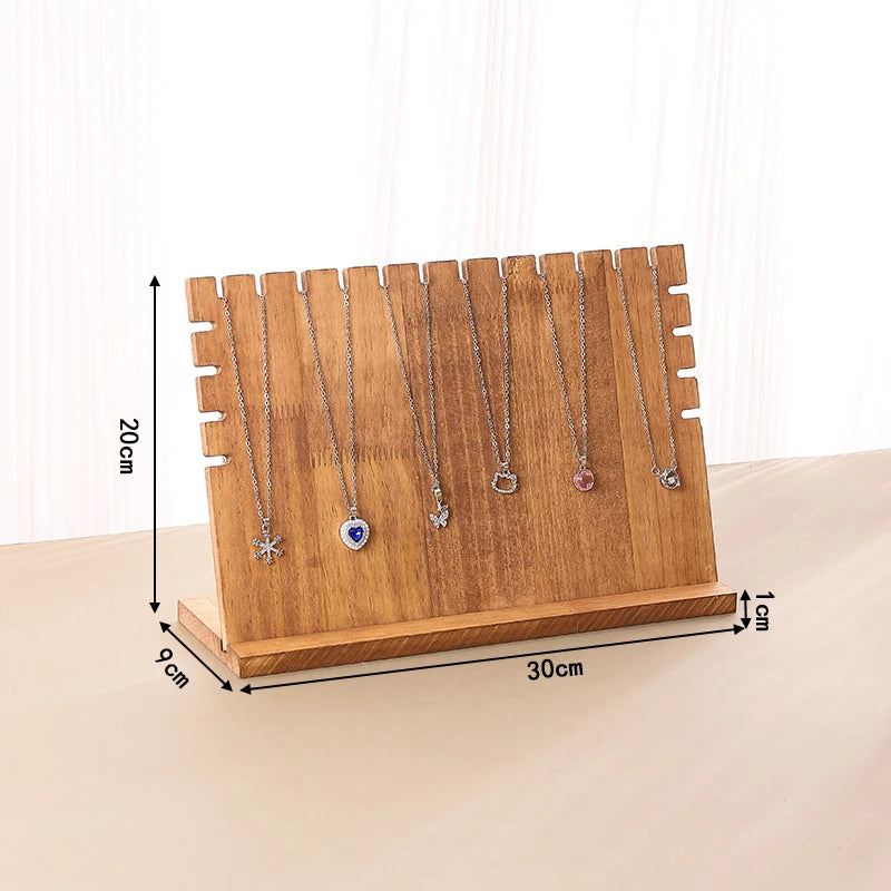 Présentoir Collier Bois Plat Noyer