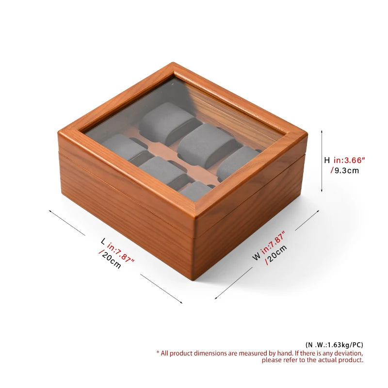 Boite Montre Bois Verre 6 Emplacements Anti Poussière