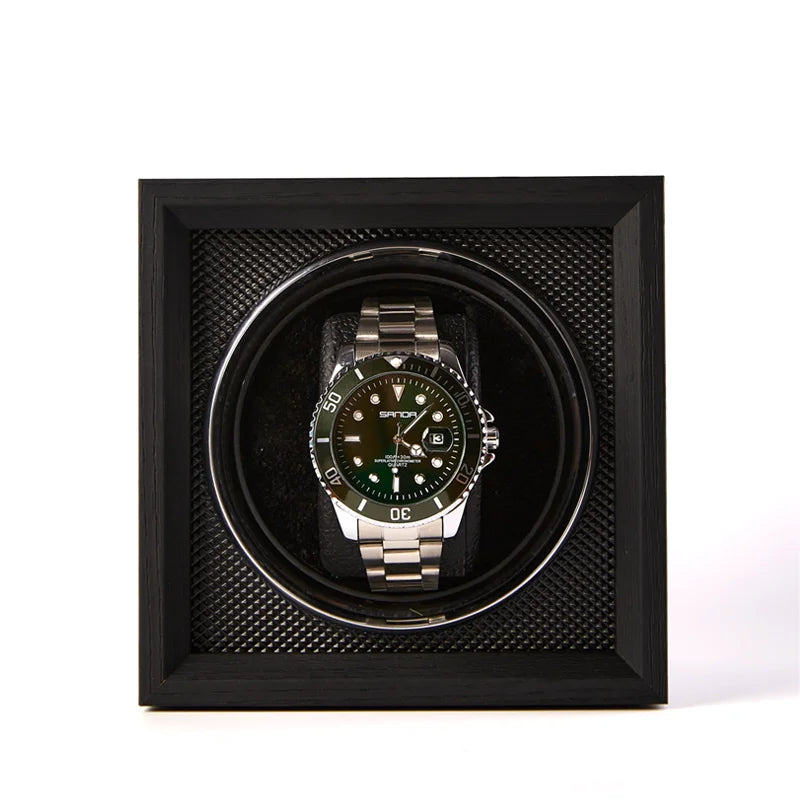 Coffre Fort Montre Bois Rotatif Remontoir LED
