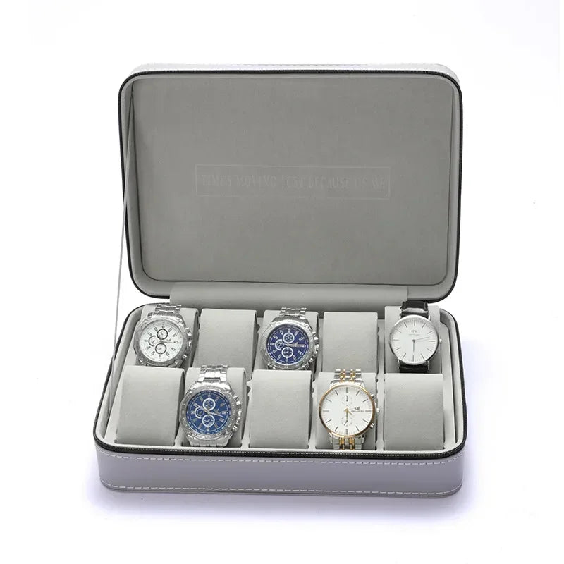 Boite a Montres Cuir 10 Compartiments Velours
