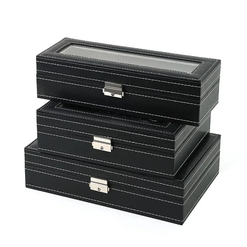 Boîte Montre Cuir Compartiments Rangement