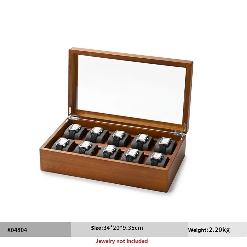 Boite Montre Bois 10 Grilles Vitrine Homme Femme