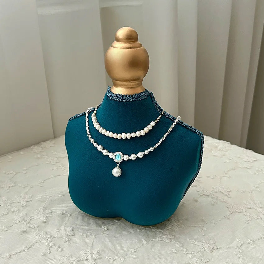 Présentoir Collier Buste Bois Bambou Élégant