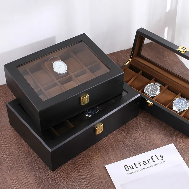 Boîte à Montres Simili Cuir Velours Vitrine