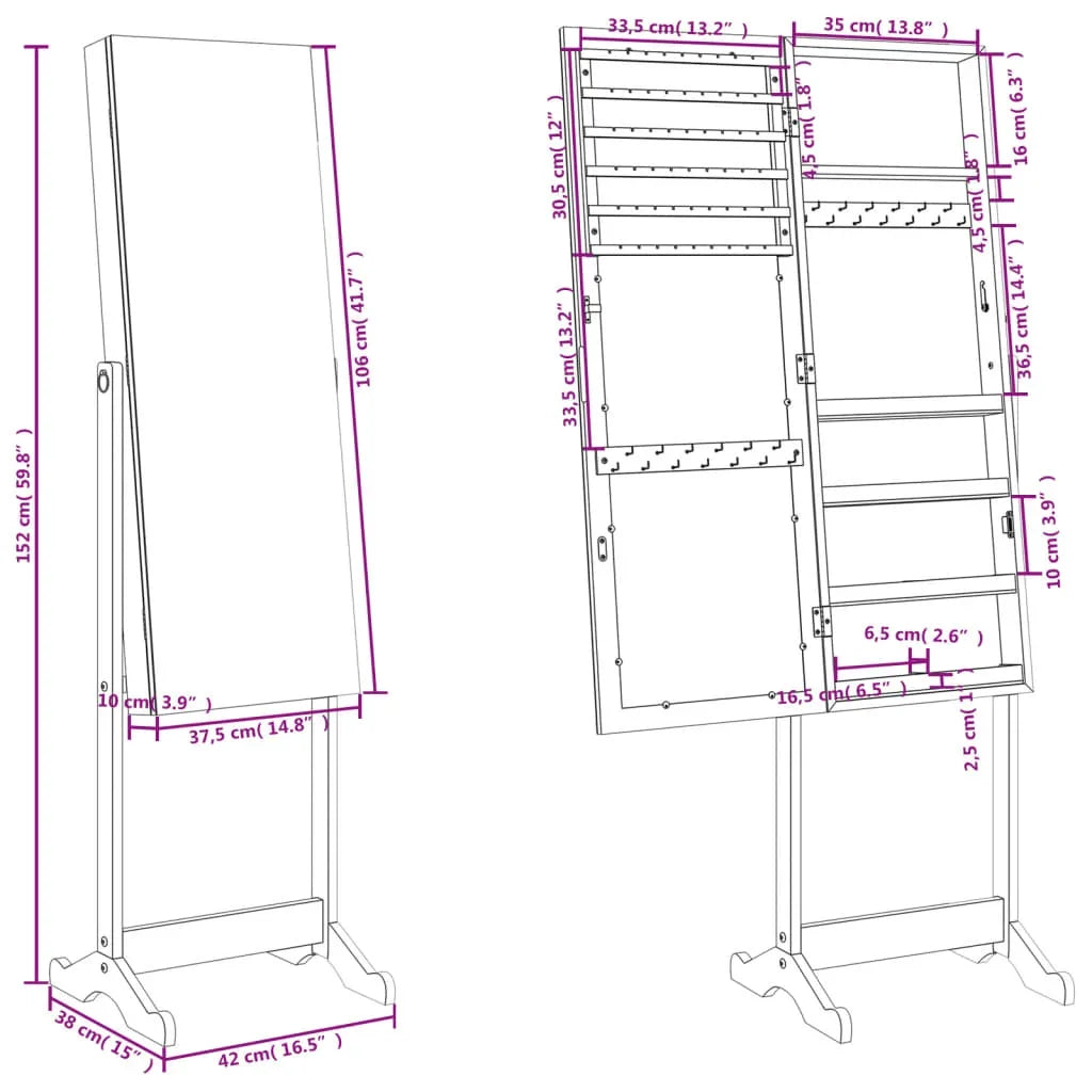 Boîte Bijoux Bois Rotative Sur Pied Miroir