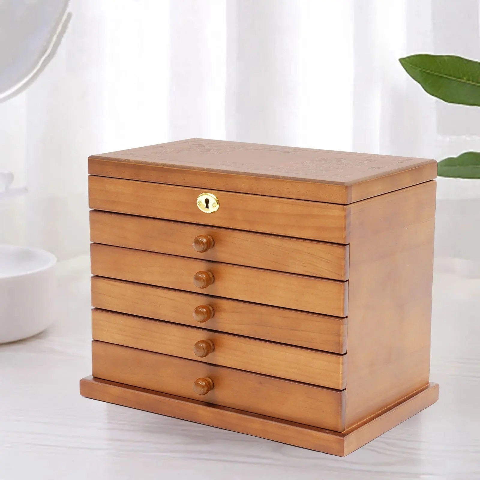 Boîte à Bijoux Bois 6 Tiroirs Professionnel