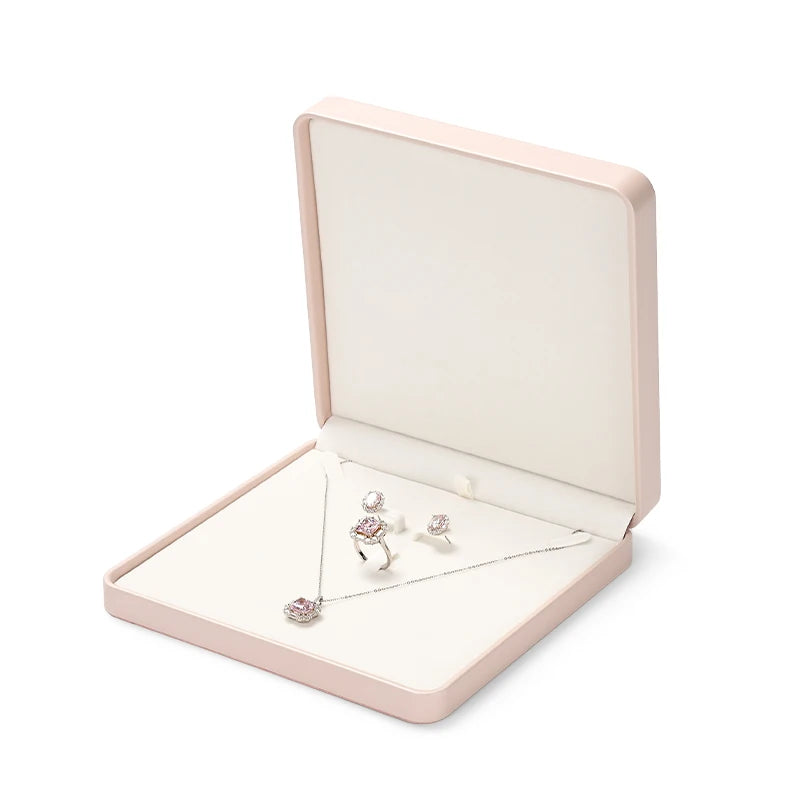 Boite Bijoux Cuir Rose Coffret Bague Collier