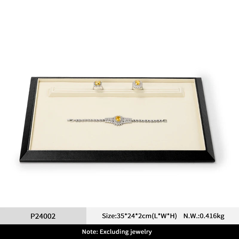 Plateau Cuir Microfibre Multi-Bijoux Bague Collier Rangement