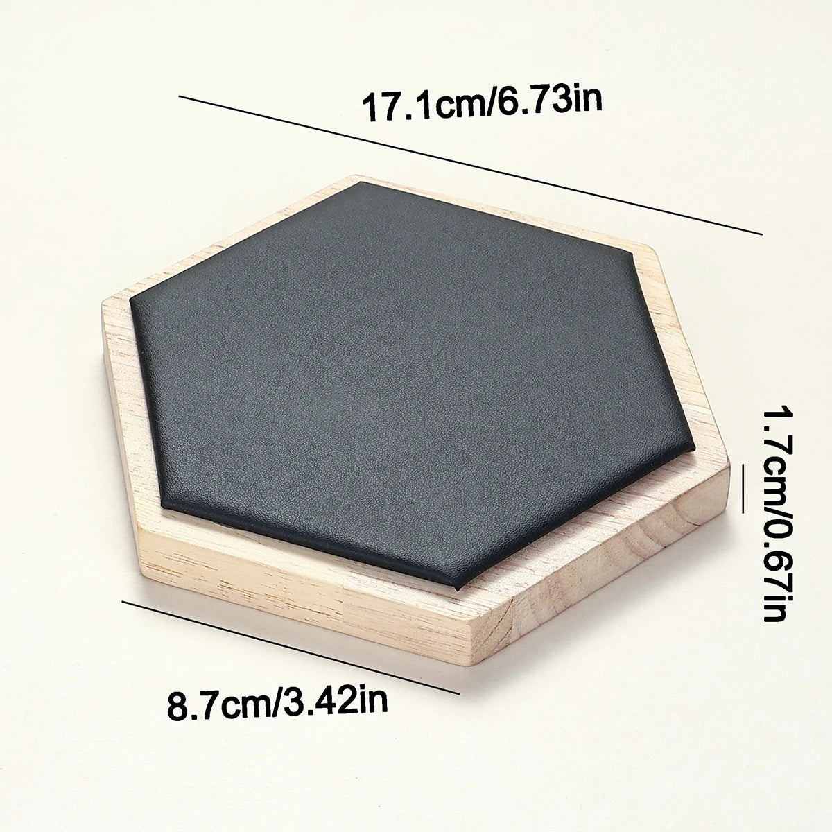 Plateau Hexagonal Velours Bois Bagues Accessoires