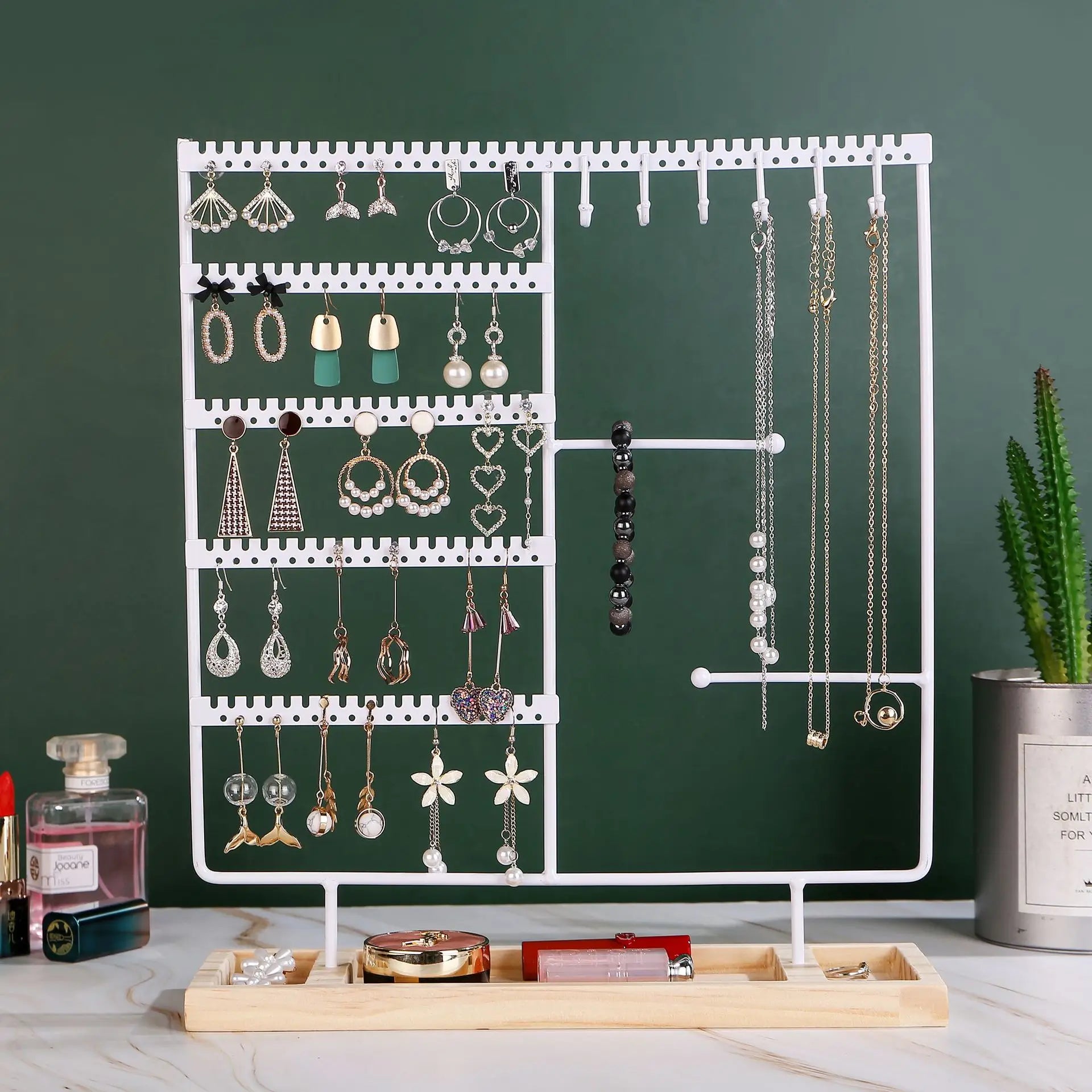 Porte Bijoux Métal Bois Arbre Multifonctionnel