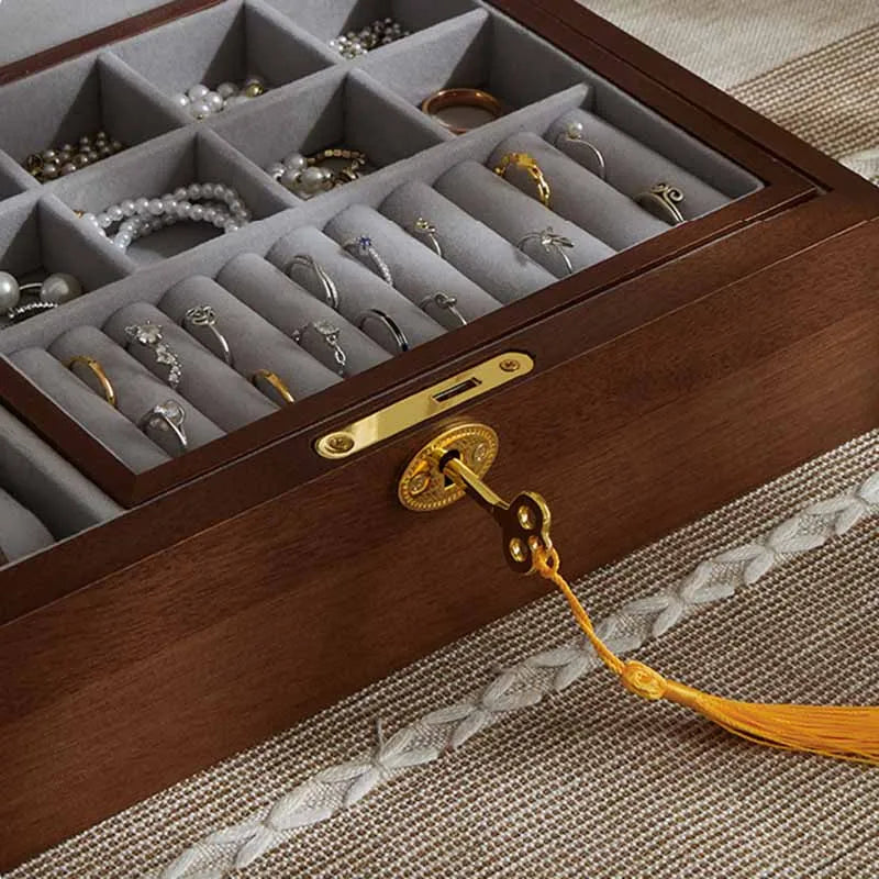 Boîte Bijoux Bois Ancienne Serrure Clé