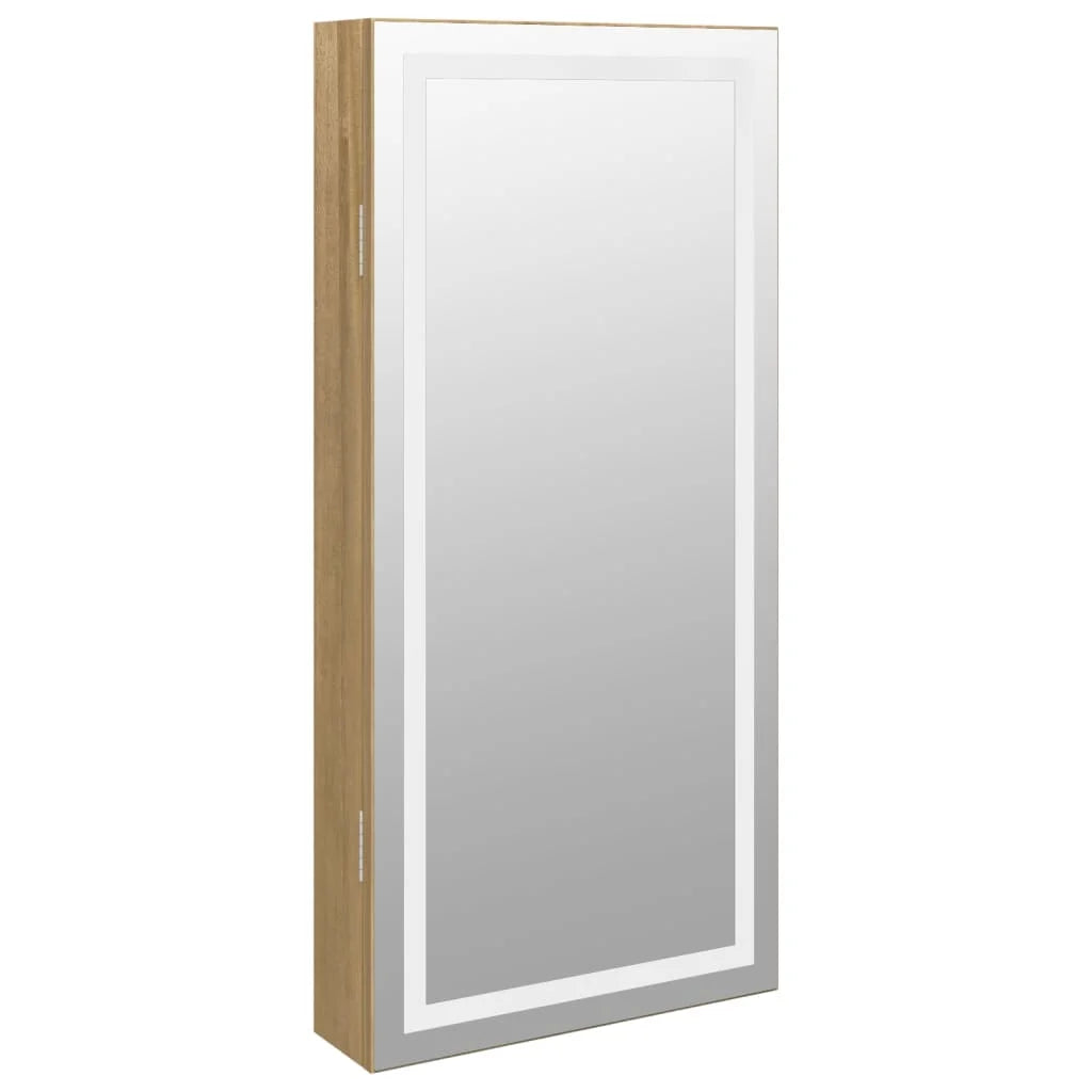 Boîte Bijoux Bois Murale LED Miroir Sécurisée