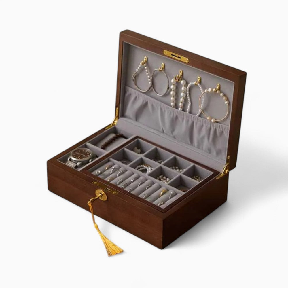 Boîte Bijoux Bois Ancienne Serrure Clé