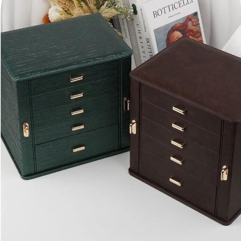 Boîte Bijoux Cuir Multi Tiroirs Grande
