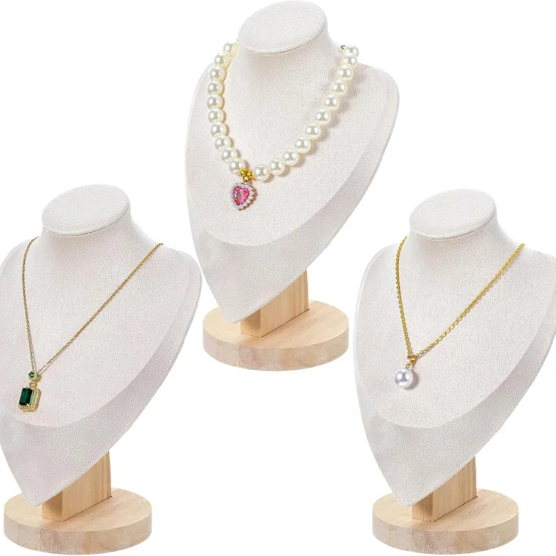 Buste Collier Velours Beige Mannequin Présentoir