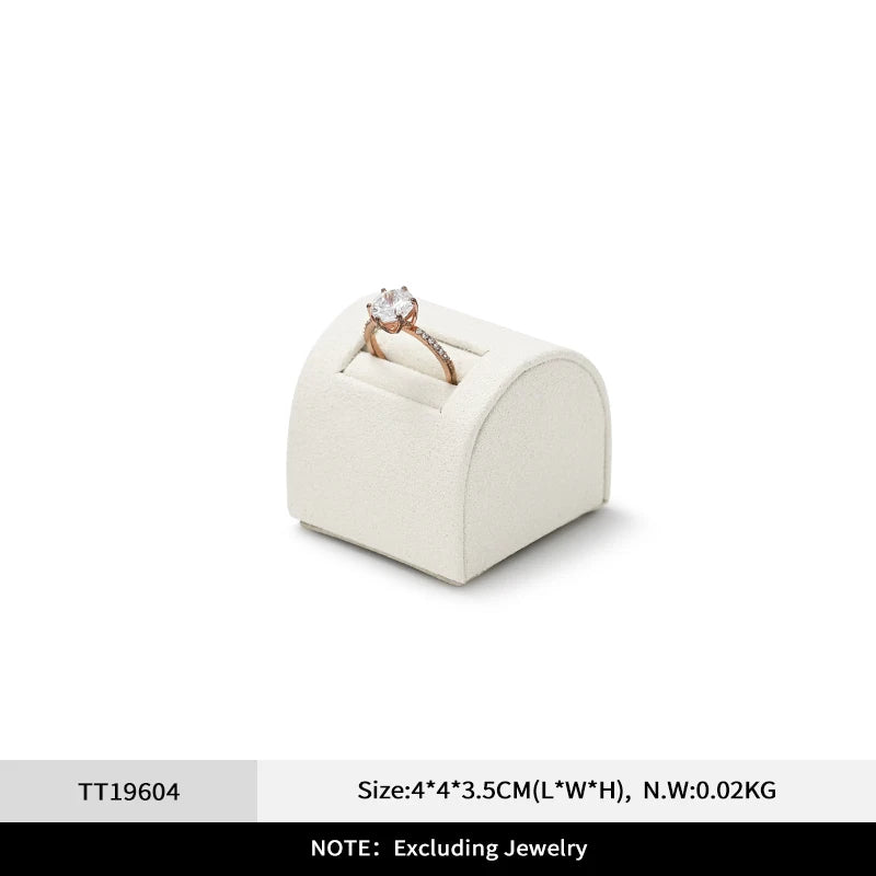 Présentoir Bijoux Velours Beige Bague Collier