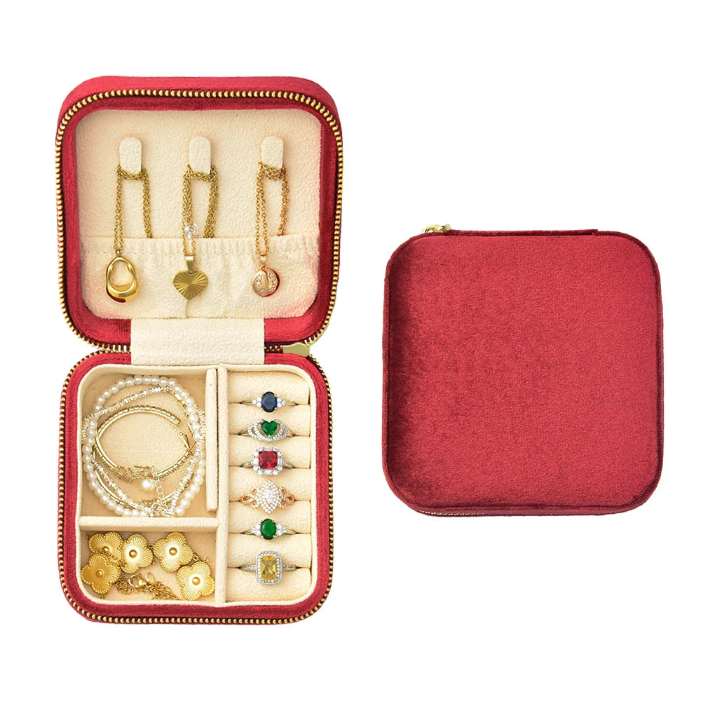 Boîte à Bijoux Velours Mini Voyage Vintage