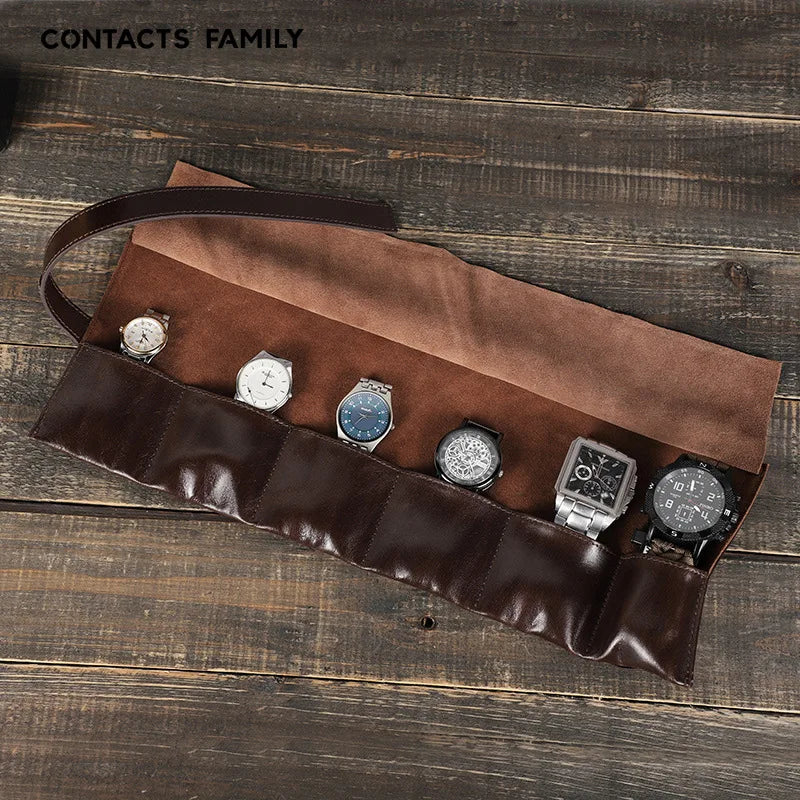 Etui Montre Cuir Enroulable 6 Places Voyage