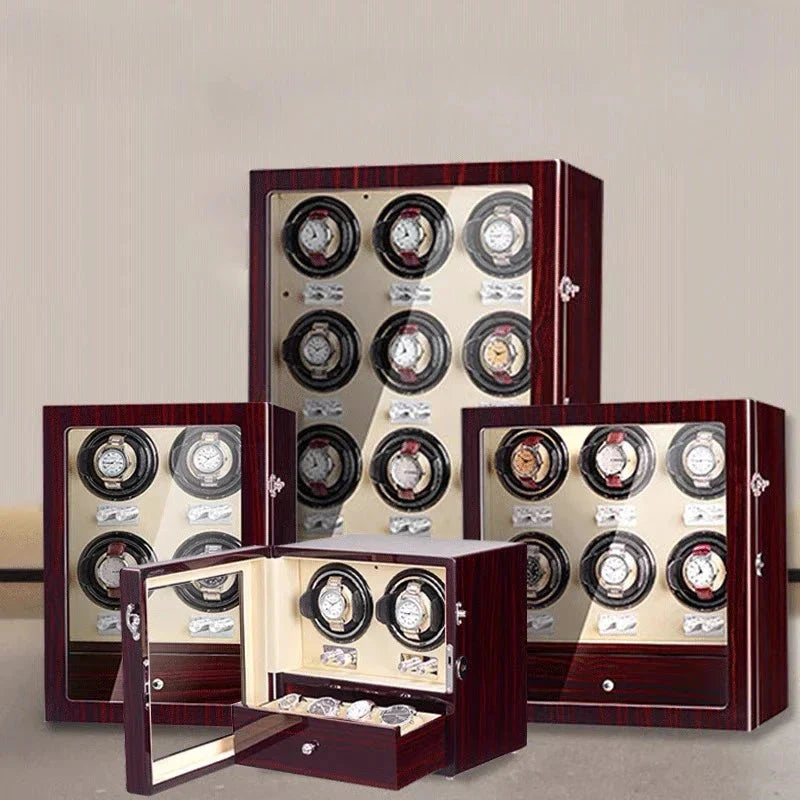 Coffre Fort Montre Bois 2 Remontoirs Stockage Marron