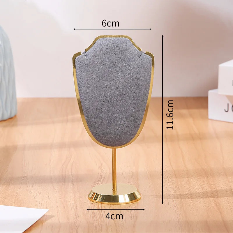 Présentoir Collier Velours Métal Doré Trompette