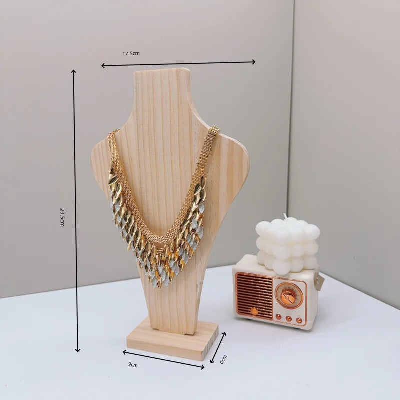 Buste Collier Bois Vase Mannequin Vitrine