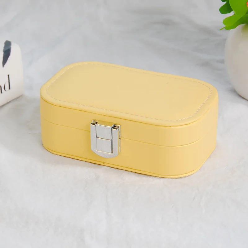 Boîte à Bijoux Cuir PU Velours Portable Bouton