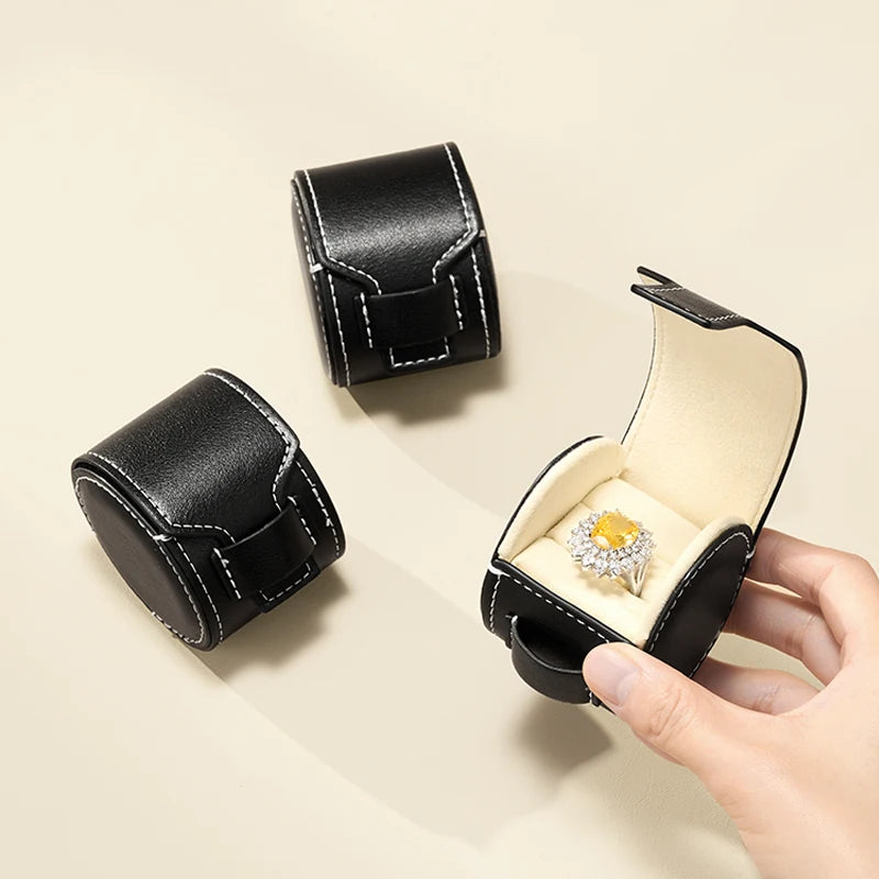 Boite Bague Cuir Portable Voyage Rangement