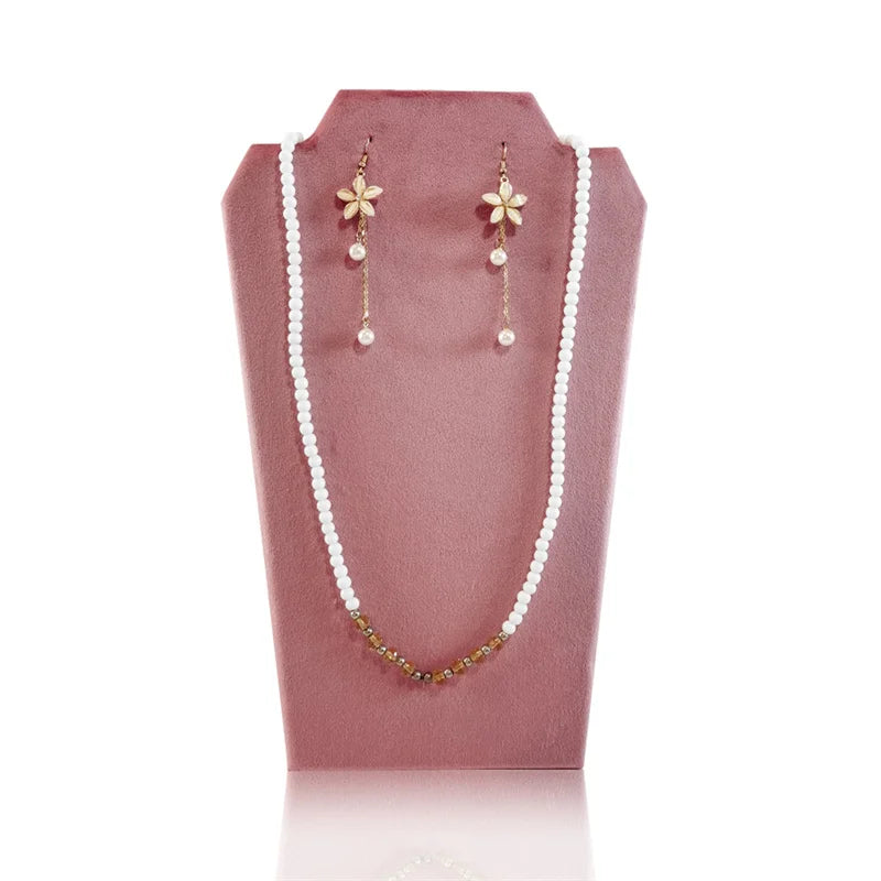 Présentoir Collier Velours Plat Rose Tendre